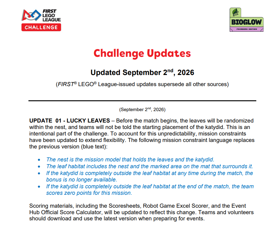 challenge updates